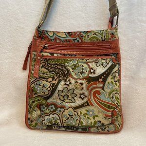 Alba Crossbody Floral Purse Pockets Galore Long Strap‎ Unique Expanding Zipper